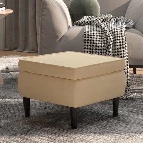 Taburete con patas de madera terciopelo crema de vidaXL, Taburetes y sillas plegables - Ref: Foro24-329445, Precio: 76,96 €, ...