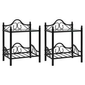 Mesitas de noche acero vidrio templado 45x30,5x60cm negro 2uds de vidaXL, Mesitas de noche - Ref: Foro24-246727, Precio: 86,1...