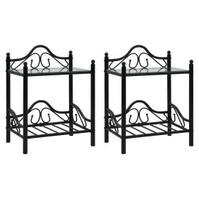 Nachttische aus gehärtetem Glasstahl 45x30,5x60cm schwarz 2Stk von vidaXL, Nachttische - Ref: Foro24-246727, Preis: 84,48 €, ...