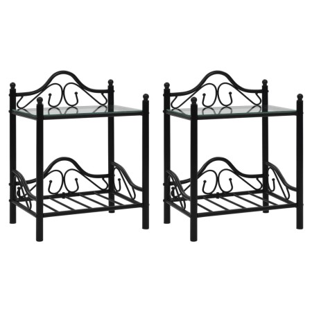 Mesitas de noche acero vidrio templado 45x30,5x60cm negro 2uds de vidaXL, Mesitas de noche - Ref: Foro24-246727, Precio: 86,1...