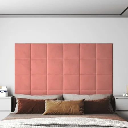 Wall panels 12 pcs pink velvet 30x30 cm 1.08 m² by vidaXL, Wall covering - Ref: Foro24-343810, Price: 38,57 €, Discount: %