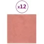 Paneles de pared 12 uds terciopelo rosa 30x30 cm 1,08 m² de vidaXL, Recubrimiento de paredes - Ref: Foro24-343810, Precio: 38...