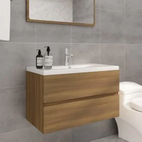 Oak brown plywood bathroom cabinet with sink by vidaXL, bathroom vanities - Ref: Foro24-3120344, Price: 201,94 €, Discount: %