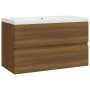 Mueble de baño con lavabo madera contrachapada marrón roble de vidaXL, Tocadores de baño - Ref: Foro24-3120344, Precio: 209,9...