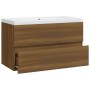 Mueble de baño con lavabo madera contrachapada marrón roble de vidaXL, Tocadores de baño - Ref: Foro24-3120344, Precio: 209,9...