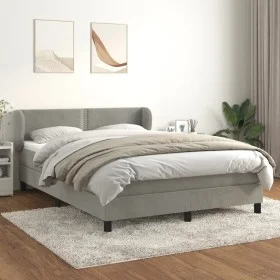 Cama box spring con colchón terciopelo gris claro 140x200 cm de vidaXL, Camas y somieres - Ref: Foro24-3127433, Precio: 442,5...
