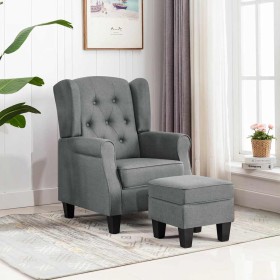 Sillón con reposapiés tela gris claro en Sillones | Comprar online en Foru.es