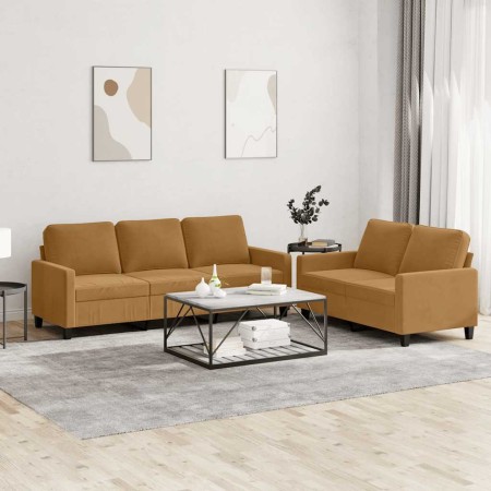 Juego de sofás con cojines 2 piezas terciopelo marrón en Sofás | Comprar online en Foru.es
