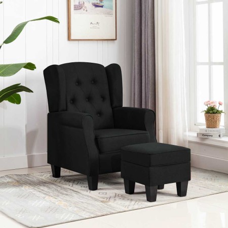 Sillón con reposapiés de tela negro en Sillones | Comprar online en Foru.es