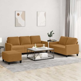 Juego de sofás con cojines 3 piezas terciopelo marrón en Sofás | Comprar online en Foru.es