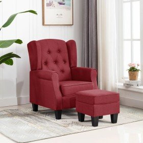 Sillón con reposapiés de tela rojo tinto en Sillones | Comprar online en Foru.es