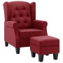 Sillón con reposapiés de tela rojo tinto en Sillones | Comprar online en Foru.es