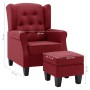Sillón con reposapiés de tela rojo tinto en Sillones | Comprar online en Foru.es