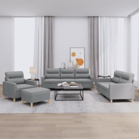 Juego de sofás con cojines 4 piezas tela gris claro en Sofás | Comprar online en Foru.es