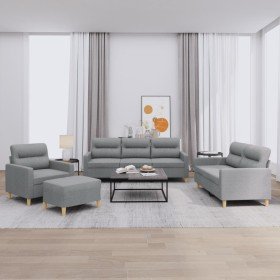 Juego de sofás con cojines 4 piezas tela gris claro en Sofás | Comprar online en Foru.es