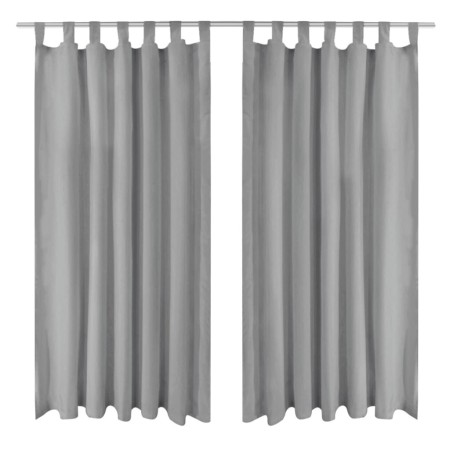 Cortinas de micro-raso con bucles 2 unidades 140x175cm gris de vidaXL, Cortinas y visillos - Ref: Foro24-132213, Precio: 19,9...