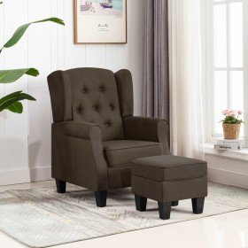 Sillón con reposapiés de tela marrón en Sillones | Comprar online en Foru.es