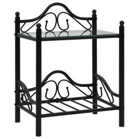 Mesita de noche de acero y vidrio templado 45x30,5x60 cm negro de vidaXL, Mesitas de noche - Ref: Foro24-246726, Precio: 60,4...