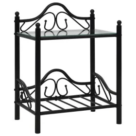Mesita de noche de acero y vidrio templado 45x30,5x60 cm negro de vidaXL, Mesitas de noche - Ref: Foro24-246726, Precio: 59,1...