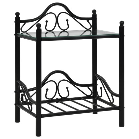 Mesita de noche de acero y vidrio templado 45x30,5x60 cm negro de vidaXL, Mesitas de noche - Ref: Foro24-246726, Precio: 60,4...