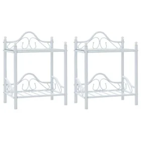 Mesitas de noche acero vidrio templado 45x30,5x60cm blanco 2uds de vidaXL, Mesitas de noche - Ref: Foro24-246729, Precio: 72,...