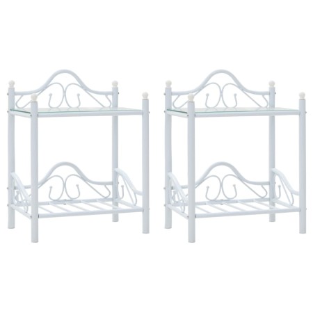 Mesitas de noche acero vidrio templado 45x30,5x60cm blanco 2uds de vidaXL, Mesitas de noche - Ref: Foro24-246729, Precio: 73,...