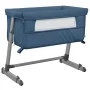 Cuna con colchón tela de lino azul marino de vidaXL, Cunas y camas para niños - Ref: Foro24-10298, Precio: 112,09 €, Descuent...