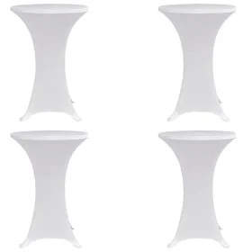 Mantel elástico para mesa alta 4 unidades blanco Ø80 cm de vidaXL, Fundas - Ref: Foro24-279070, Precio: 44,62 €, Descuento: %