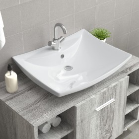 Lavabo de cerámica rectangular con orificio de grifo y desagüe de vidaXL, Lavabos - Ref: Foro24-140688, Precio: 115,46 €, Des...
