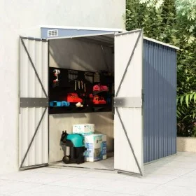Cobertizo de jardín pared acero galvanizado gris 118x194x178cm de vidaXL, Cobertizos - Ref: Foro24-316222, Precio: 183,47 €, ...