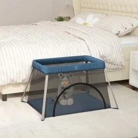 Playground for babies with navy blue linen fabric mattress by vidaXL, Baby Playpens - Ref: Foro24-10304, Price: 60,19 €, Disc...