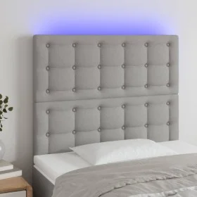 Cabecero con luces LED tela gris claro 100x5x118/128 cm de vidaXL, Cabeceros y pies de cama - Ref: Foro24-3122848, Precio: 72...