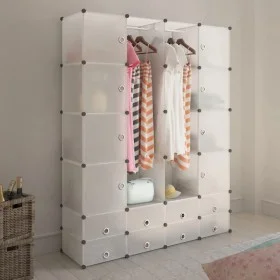 Armario modular con 18 compartimentos blanco 37x146x180,5 cm de vidaXL, Armarios roperos - Ref: Foro24-240502, Precio: 112,63...