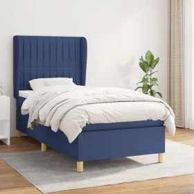 Box spring bed with blue fabric mattress 90x190 cm by vidaXL, Beds and slatted bases - Ref: Foro24-3128651, Price: 328,95 €, ...