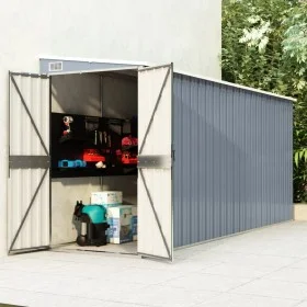 Cobertizo de jardín pared acero galvanizado gris 118x382x178 cm de vidaXL, Cobertizos - Ref: Foro24-316230, Precio: 281,20 €,...