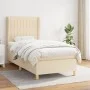 Box spring bed with cream fabric mattress 90x200 cm by vidaXL, Beds and slatted bases - Ref: Foro24-3128658, Price: 335,76 €,...