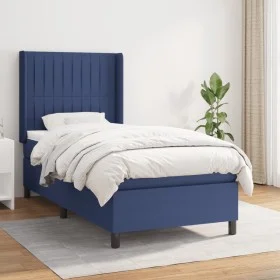 Box spring bed with blue fabric mattress 90x190 cm by vidaXL, Beds and slatted bases - Ref: Foro24-3131559, Price: 343,43 €, ...