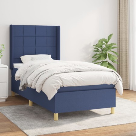 Cama box spring con colchón tela azul 90x190 cm de vidaXL, Camas y somieres - Ref: Foro24-3131959, Precio: 328,74 €, Descuent...