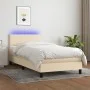 Cama box spring con colchón y LED tela crema 90x200 cm de vidaXL, Camas y somieres - Ref: Foro24-3132970, Precio: 281,59 €, D...