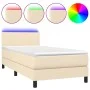 Cama box spring con colchón y LED tela crema 90x200 cm de vidaXL, Camas y somieres - Ref: Foro24-3132970, Precio: 281,59 €, D...
