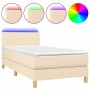 Cama box spring colchón y luces LED tela crema 90x200 cm de vidaXL, Camas y somieres - Ref: Foro24-3133530, Precio: 286,48 €,...