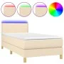 Boxspringbett mit Matratze und LED-Cremestoff 90x200 cm von vidaXL, Betten und Lattenroste - Ref: Foro24-3133610, Preis: 273,...