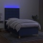 Cama box spring colchón y luces LED tela azul 90x190 cm de vidaXL, Camas y somieres - Ref: Foro24-3135403, Precio: 323,45 €, ...