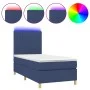 Box spring bed mattress and LED lights blue fabric 90x190 cm by vidaXL, Beds and slatted bases - Ref: Foro24-3135563, Price: ...