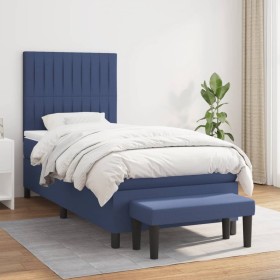 Cama box spring con colchón tela azul 90x190 cm de vidaXL, Camas y somieres - Ref: Foro24-3136723, Precio: 368,61 €, Descuent...