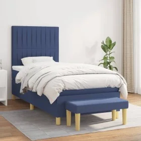 Box spring bed with blue fabric mattress 90x190 cm by vidaXL, Beds and slatted bases - Ref: Foro24-3137283, Price: 342,78 €, ...