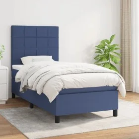 Box spring bed with blue fabric mattress 90x190 cm by vidaXL, Beds and slatted bases - Ref: Foro24-3141743, Price: 331,38 €, ...