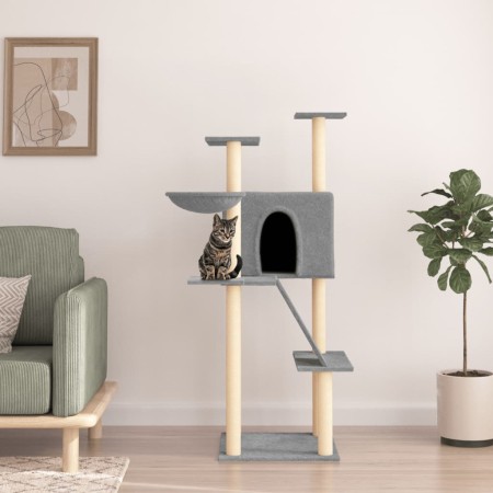 Rascador para gatos con postes de sisal gris claro 143 cm en Mobiliario para gatos | Comprar online en Foru.es
