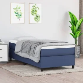 Box spring bed with blue fabric mattress 90x190 cm by vidaXL, Beds and slatted bases - Ref: Foro24-3144389, Price: 282,06 €, ...