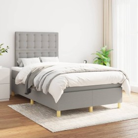 Cama box spring con colchón tela gris claro 120x200 cm de vidaXL, Camas y somieres - Ref: Foro24-3142641, Precio: 411,33 €, D...
